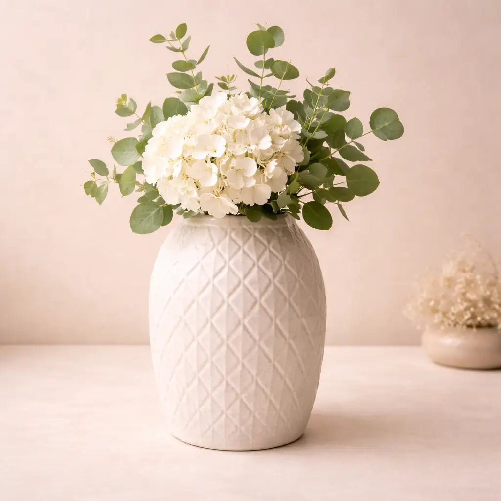 Ivory Textured Ceramic Vase