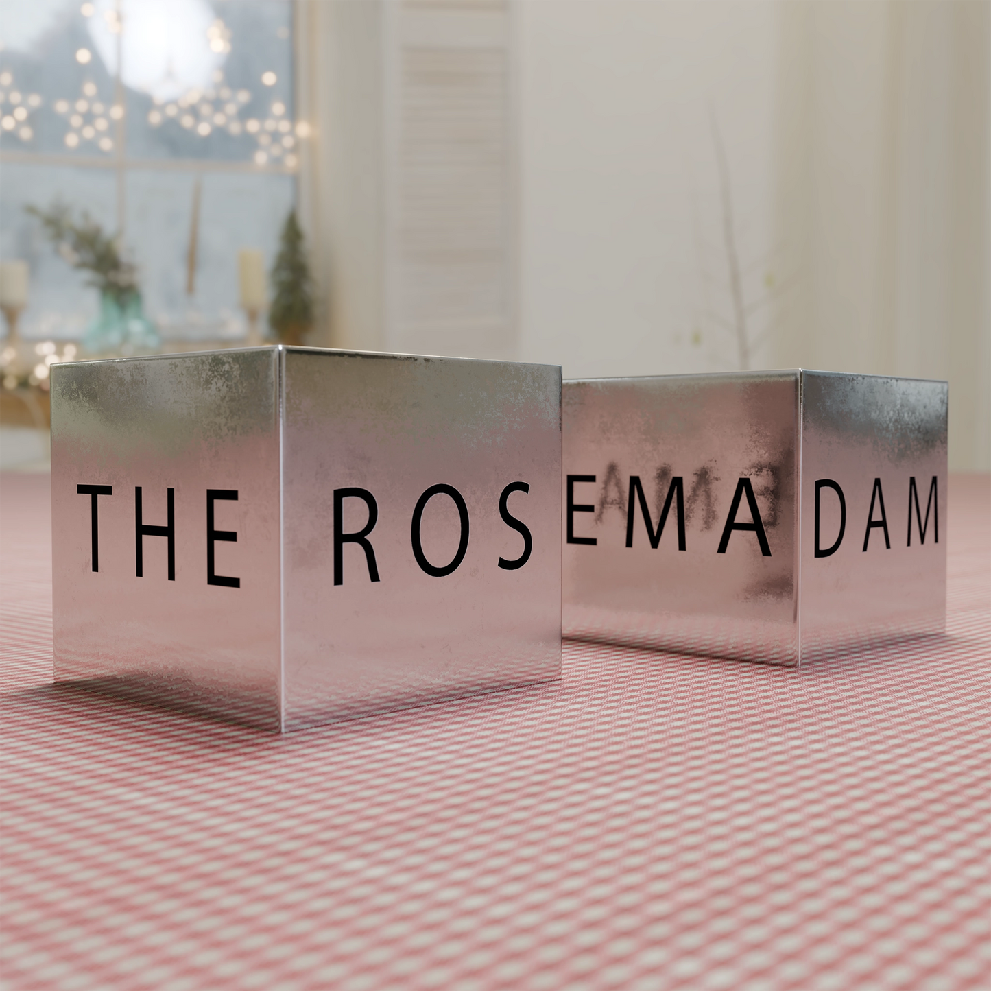 Luxury glossy silver box with black typography, reflecting an elegant and modern aesthetic. A high-end floral packaging design, perfect for preserved rose arrangements and premium gifting.