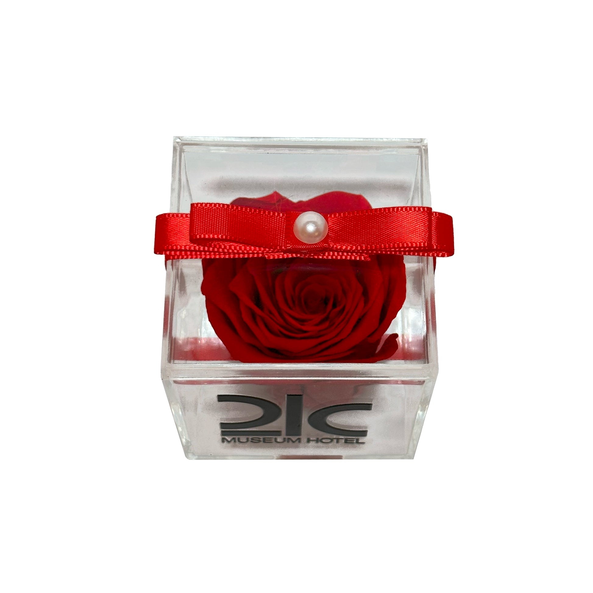 Luxury preserved red rose in a sleek acrylic display box – elegant corporate gift for executives, clients, and VIPs.