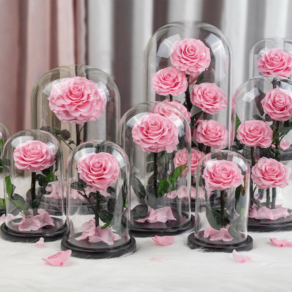 Preserved Pink Rose in Glass Dome – Luxury Eternal Flower Gift