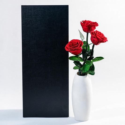 Red Rose Arrangement in White Ceramic Vase – Elegant Floral Home Décor